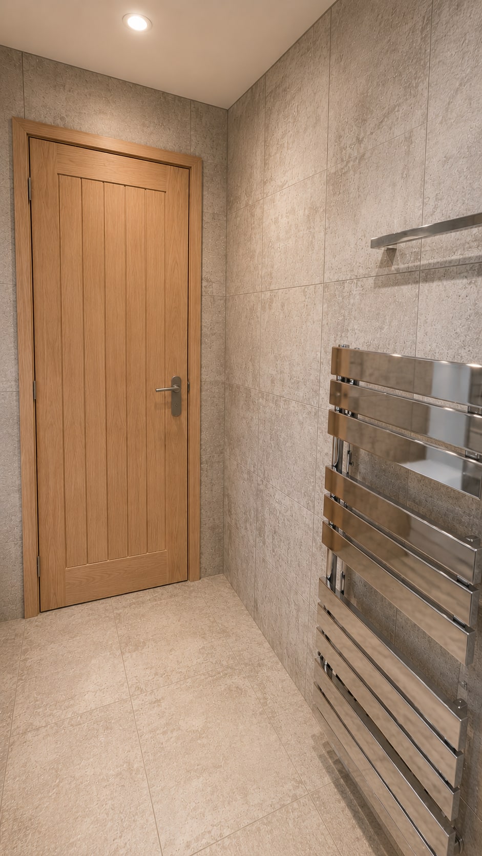Warm Concrete & Oak Family Bathroom After