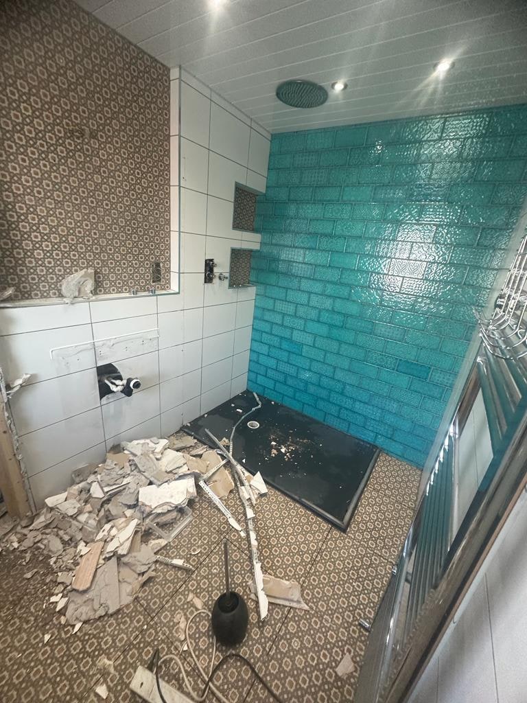 Botanical Wet Room in Microcement & Matte Black Before